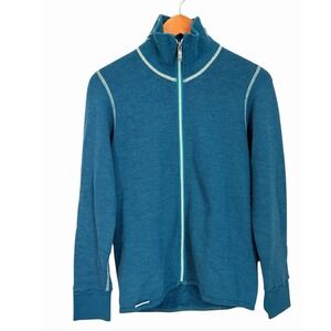 Woolpower Full Zip Jacket 400 Womens XS Teal Merino Wool Mid Base Layer Sweden